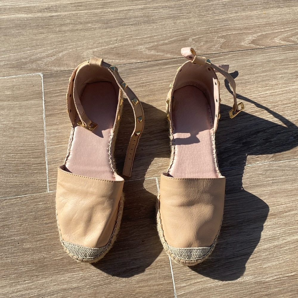 Espardilles studded, looks like a Valentino. Worn twice. With ankle strap.